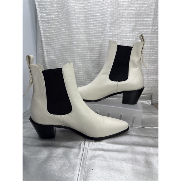 Shoes - (E2) FRAME Women Le Lexington Off White Leather Chelsea Boot SIZE 38,5